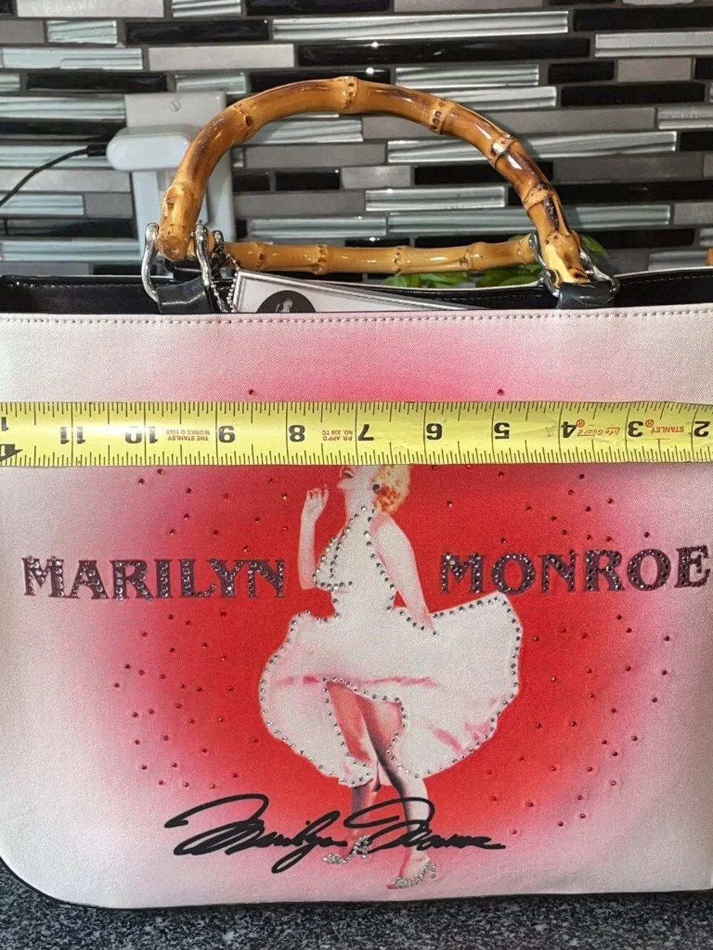Marilyn Monroe Bamboo Handles Purse New W/ Tags & Dust bag Glam Rhinestone